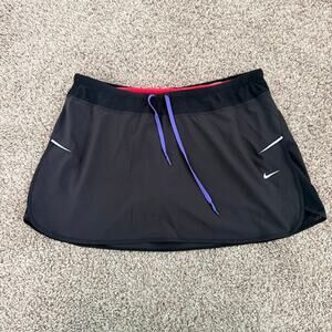 Nike Dri-Fit Skort Black Purple Drawstring Red Shorts Zip Pocket Women's Large